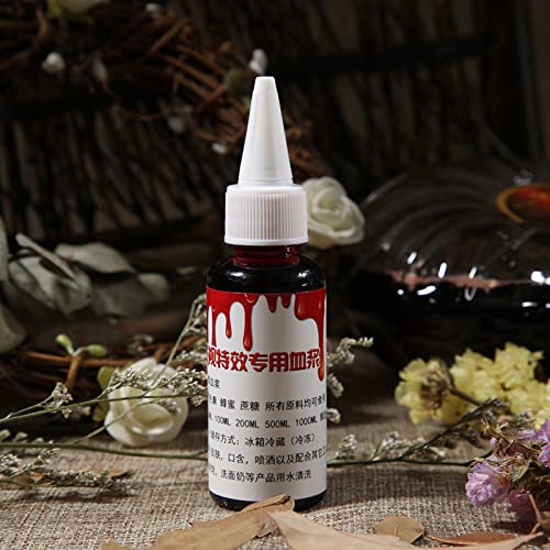 Gefälschtes Blut Flüssiges Make-Up Profession Ell 30ml Profession Ell Gefälschtes Blut Spezielle Halloween Imitation Spiele, Kostüme und Zubehör Wund Narben Zombie Fancy Make Up (50 ml frisches Blut) von Dioche