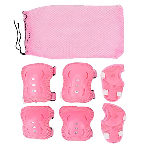 Kinder-Knieschützer, Ellenbogenschützer, Handgelenkschützer-Set, Atmungsaktiver Knieschützer, Handschutz für Radfahren, Rollschuhlaufen (Rosa) von Dioche