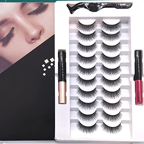 Magnetisches Wimpernset, Handgefertigte Magnetische Wimpern mit Eyeliner Wimpern Set für Cosplay Arbeit Dating Party von Dioche
