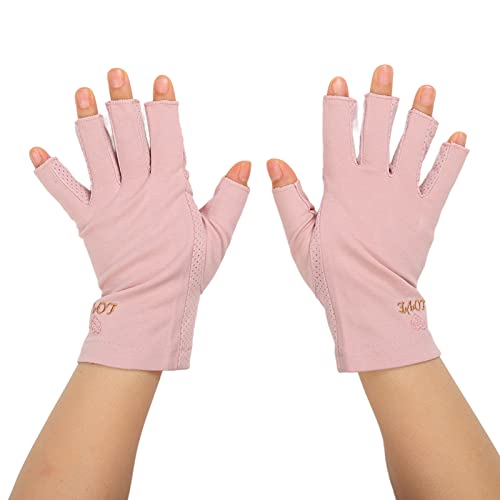 Maniküre-Handschuh UV-Schutz Fingerlose UV Shield Handschuh Dehnbare Atmungsaktive Nagellampe Hautpflege-Schutzhandschuhe Home Salon Use (Hellrosa Grau) von Dioche