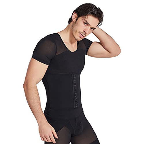 Men Slimming Body Shaper Atmungsaktives Bequemes Schlankeres Kompressionswesten-Oberteil aus Nylon (Schwarz) von Dioche