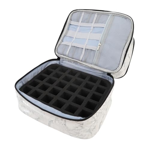 Nagellack-Organizer-Tasche für 30 Flaschen, Wasserabweisende Doppellagige PU-Aufbewahrungstasche mit Herausnehmbarer Trennwand, Praktischer Tragegriff für Unterwegs für Make-up von Dioche