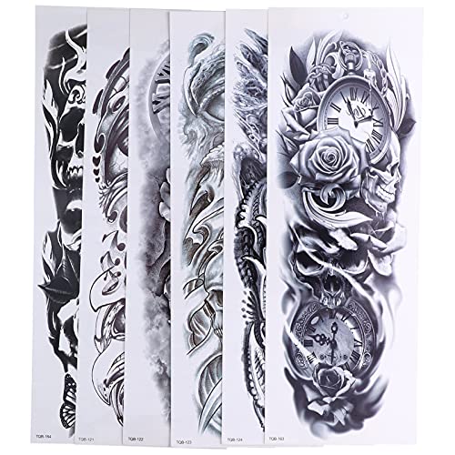 Temporäre Tattoos für Männer Frauen 6Pcs Großer Voller Arm Temporärer Tattoo-Aufkleber Wasserdichte Dauerhafte Gefälschte Tattoos für Arme und Beine von Dioche