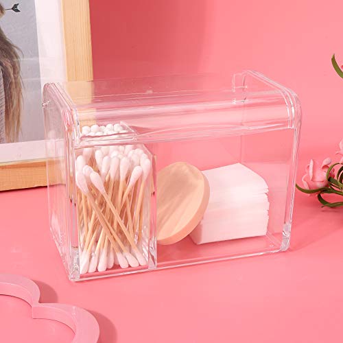 Wattestäbchen-Kugelhalter, Transparente Aufbewahrungsbox, Make-up-Puderquaste-Organizer, Acryl-Kosmetiketui mit Deckel für Wattestäbchen, Wattestäbchen-Puderquaste von Dioche