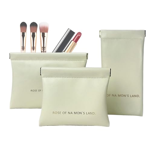 3 Stück Kosmetiktasche Klein, Tragbare Make Up Tasche Selbstschließende Schminktasche Aus PU-Leder, Wasserdicht Aufbewahrungstasche Für Gläser Kopfhörer Schmuck Kosmetik Reisen Handtasche von Dioeazh