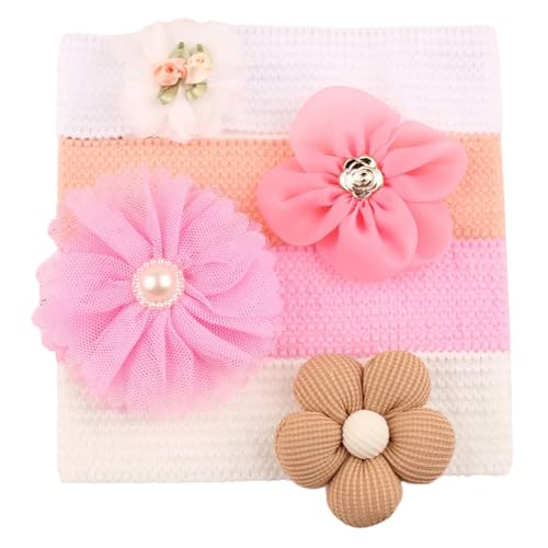4 Stück/Set, bequeme Kopfbedeckung, Baby-Blumen-Stirnband für Säuglinge, schützt Fontanelle, bequeme dehnbare Haarbänder von Diogeynu
