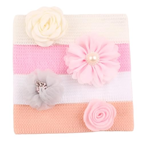 4 Stück/Set, bequeme Kopfbedeckung, Baby-Blumen-Stirnband für Säuglinge, schützt Fontanelle, bequeme dehnbare Haarbänder von Diogeynu