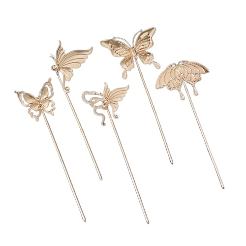5 x Metall-Haarspangen im antiken Design, für Frauen, Haarschmuck für Hochzeit, Party und den täglichen Gebrauch, mit Schmetterlings-Dekoration, chinesische Handwerkskunst, Haar-Accessoire von Diogeynu