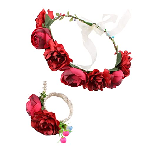 Braut-Blumen-Haarreif mit Band für Damen, Blumenkrone, Hochzeit, Blumengirlande, Kopfschmuck, floraler Haarreif von Diogeynu