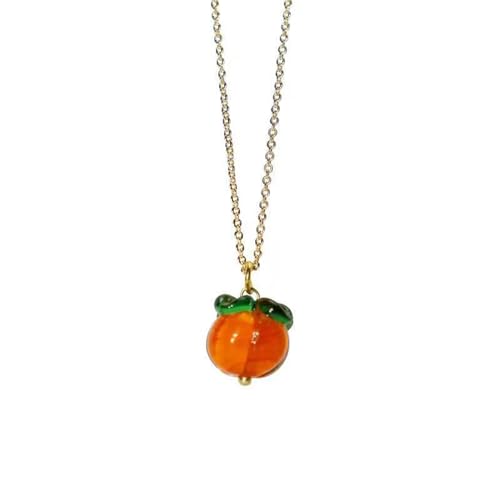 Diogeynu Auffällige Halskette, Ohrring mit Persimmon-Anhänger, Schlüsselbein-Kette, Choker, Statement-Obst-Ohrring für Damen, Teenager, auffällig, Persimmon-Kette, Einheitsgröße, Wie beschrieben, Wie von Diogeynu