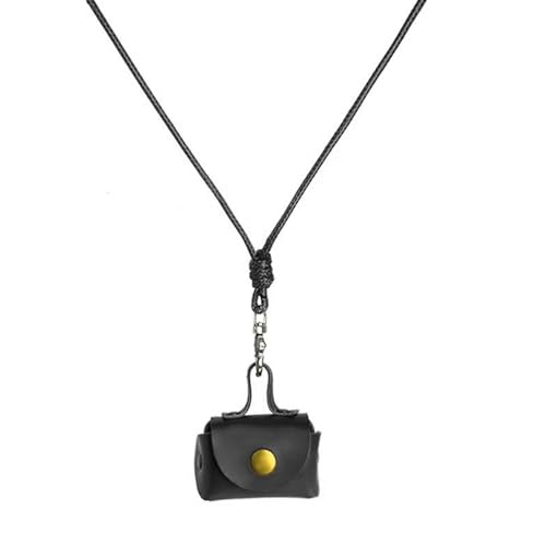 Diogeynu Elegante, stabile Leder-Halskette für Kopfhörer und Münzaufbewahrung, praktische Designs für den täglichen Gebrauch, Schwarz von Diogeynu