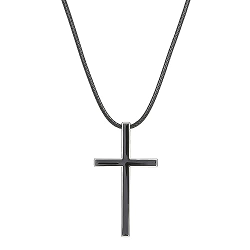Diogeynu Elegante Kreuz-Halskette, Retro-Design, Halsschmuck, Seil-Halskette, Kreuz-Anhänger für Retro-Enthusiasten, Lederkette von Diogeynu