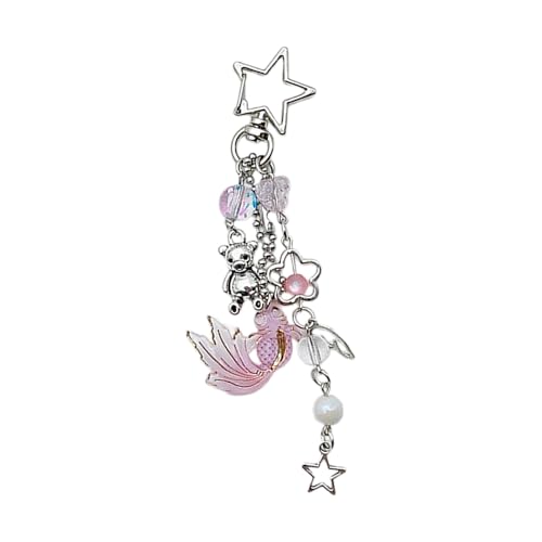 Diogeynu Eleganter Quallen-Handygurt mit Stern-Anhänger, modischer Perlen-Schlüsselanhänger, stabiler Schlüsselhalter, Bastelbedarf für den täglichen Gebrauch von Diogeynu