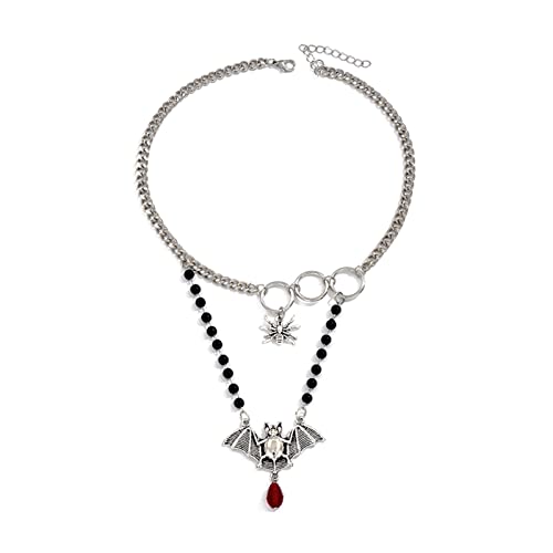 Diogeynu Halloween Fledermaus Anhänger Halsketten Halloween Dekorationen Mehrschichtige Halsketten Choker Party Schmuck Frauen Mädchen Anhänger Halskette von Diogeynu