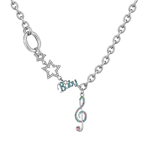 Diogeynu Halskette mit Musiknoten-Halsband, Stern-Anhänger, Schmuck, Stahl, für heiße Mädchen, Damen, Kette für Frauen von Diogeynu