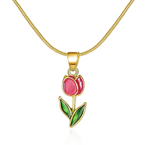 Diogeynu Halskette mit schlichtem Tulpenblumen-Anhänger, Modeschmuck, Halskette, schlichtes Schlüsselbein, modisches Halsband für Damen Diogeynu Halskette mit schlichtem Tulpenblumen-Anhänger, Modeschmuck, Halskette, schlichtes Schlüsselbein, modisches Halsband für Damen von Diogeynu
