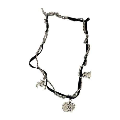 Diogeynu Kurze Choker-Halskette mit übertriebenem Spinnenanhänger, für Damen, Halloween, Gothic, Leder, Seil, Schlüsselbeinkette, Kreuzhalsband, verstellbares Schlüsselbein von Diogeynu