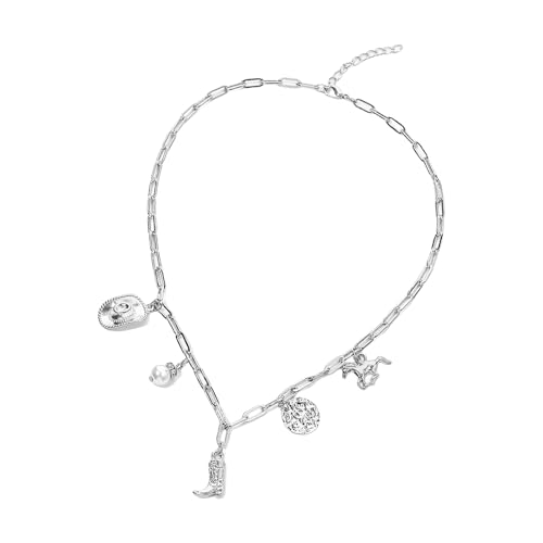 Diogeynu Modische Western-Halskette mit Cowboyhut und Stiefel-Anhängern für Frauen, die einzigartige Stile suchen, Freizeitkleidung von Diogeynu