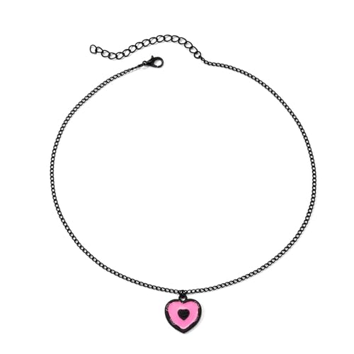 Diogeynu Punk Choker übertriebener Herzanhänger Halskette Hip Hop Schlüsselbein Kette Gothic Halloween Fledermaus Halskette Schmuck Geschenk Herz Anhänger Halskette, Einheitsgröße, Wie beschrieben von Diogeynu