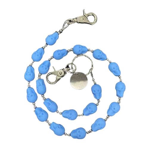 Diogeynu Retro-Stile, blaue Acryl-Totenkopf-Hosenkette für Damen und Herren, modisches Metall-Zubehör, Hip-Hop, Punk, Schlüsselanhänger, Retro-Totenkopf-Hosenkette Diogeynu Retro-Stile, blaue Acryl-Totenkopf-Hosenkette für Damen und Herren, modisches Metall-Zubehör, Hip-Hop, Punk, Schlüsselanhänger, Retro-Totenkopf-Hosenkette von Diogeynu