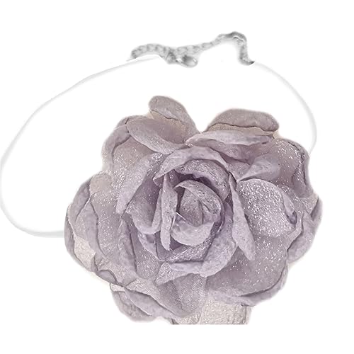 Diogeynu Schlichte Gaze-Blumen-Choker-Halskette, elegante Halskette, modisches Halsband, kurze Halskette, Party-Schmuck, Halsband, Choker für Frauen, Statement von Diogeynu