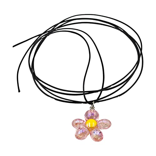 Diogeynu Schlüsselbein-Kette, Blumen-Anhänger, Halskette für Damen, handgefertigt, Acrylkette, Choker, Halsketten, Mädchen, Modeschmuck, Acryl-Halskette, Metalllegierung von Diogeynu