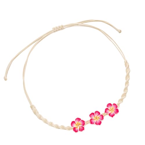 Diogeynu Stile Plumeria Anhänger Halskette Polymere Ton Blume handgewebte Kette Strand Urlaub Schmuck besondere Geschenke weicher Ton Schmuck, Einheitsgröße, Wie beschrieben, Wie beschrieben von Diogeynu
