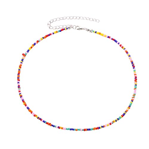 Diogeynu Süße Acryl-Perlen-Halskette, bunte Perlen, Schlüsselbein-Kette, kurze Choker-Halskette, Schmuck, Damen, Mädchen, Strandkette, bunte Perlen, Strand-Choker, Einheitsgröße, Wie beschrieben, Wie von Diogeynu