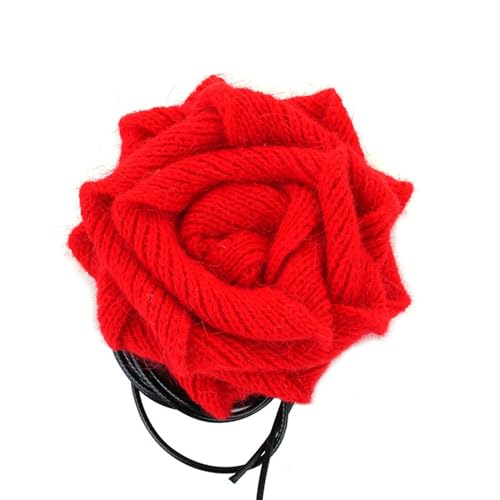 Diogeynu Übertriebene gestrickte Wollblumen-Halskette, exquisite Halskette für Damen, verstellbares Seil, trendiger Schmuckanhänger 2024 von Diogeynu
