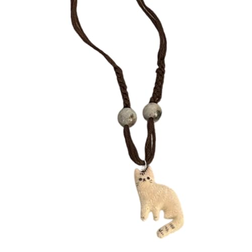 Diogeynu Verstellbare Halskette mit Katzenanhänger, Retro, ethnische Schlüsselbeinkette für Frauen und Mädchen, modisches Themen-Accessoire, verstellbare Anhänger-Halskette, Einheitsgröße, Wie von Diogeynu