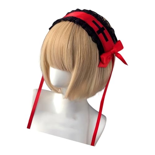 Einzigartiges Spitzen-Stirnband mit Rüschen und elastischer Passform, geeignet für verschiedene Kopfgrößen, ideal für einen süßen oder Vintage-Look von Diogeynu