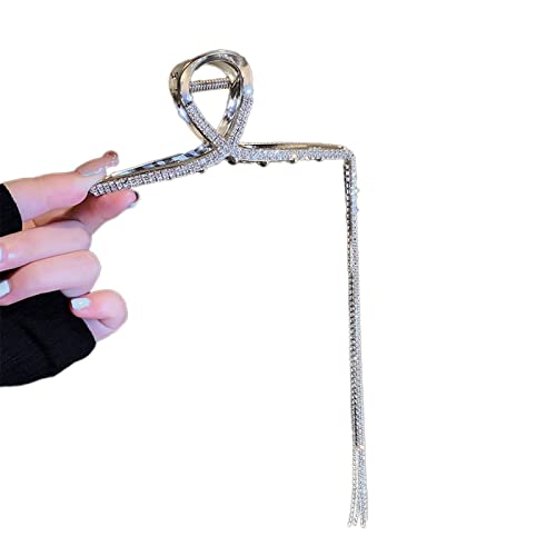 Elegante Haarspange aus Metall mit Strasssteinen, gebogen, glänzende Haarspange für Damen, dickes Haar für dickes Haar von Diogeynu