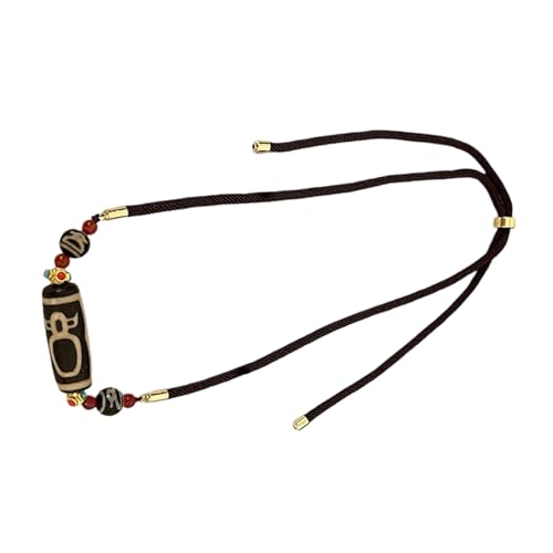 Elegante Halskette mit neunäugigen Dzi-Perlen, dreifach poliert, langlebig, spirituelles Halsketten-Accessoire für modernen Lebensstil, Achat-Dzi-Perlen-Anhänger, Einheitsgröße, Wie beschrieben, Wie von Diogeynu