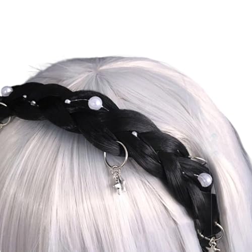 Gedrehtes Haarband im Punk-Stil mit Anhänger, praktisches und freundliches Haar-Accessoire für Damen und Mädchen, für den täglichen Gebrauch, Faser-Zopf-Haarband von Diogeynu