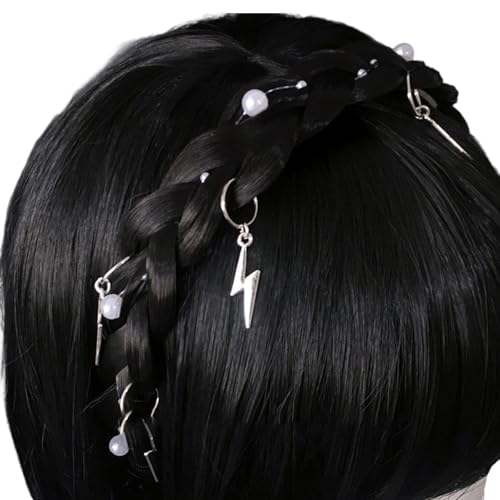 Gedrehtes Haarband im Punk-Stil mit Anhänger, praktisches und freundliches Haar-Accessoire für Damen und Mädchen, für den täglichen Gebrauch, Faser-Zopf-Haarband von Diogeynu