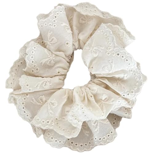 Haargummi mit Spitzenbesatz, Temperament, elastisches Haarseil, Frühlingsfotografie, Pferdeschwanz, einfarbig, Mädchen-Haarseil von Diogeynu