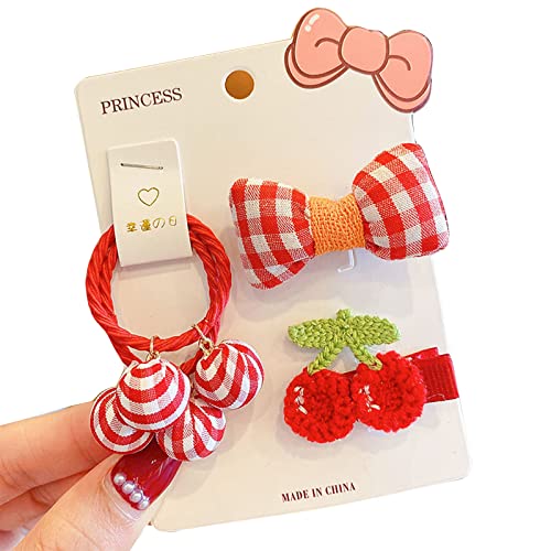 Haargummis, elastische Haarbänder, Blumen-Haarspange, roter Pferdeschwanz-Halter, Haargummis, Erdbeer-Haarnadel, Haargummis, Kinder-Blumen-Haarspange von Diogeynu