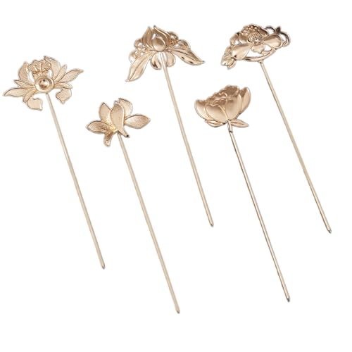 Haarnadeln aus Metall, Blumen-Design, für einzigartige Frisuren, traditionelles chinesisches Han-Kostüm, Haarschmuck, 5 Stück von Diogeynu