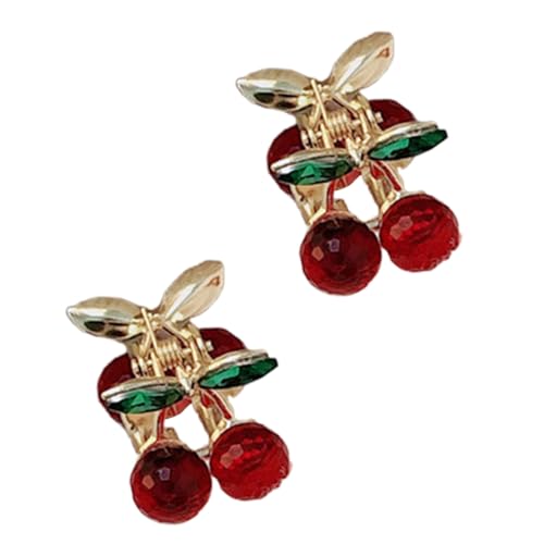 Haarspange mit Strasssteinen, Kirschen, Metall, rutschfeste Seiten-Haarspange für Damen, Party und Freizeit, glitzerndes Haar-Accessoire, 2 Stück Haarspange mit Strasssteinen, Kirschen, Metall, rutschfeste Seiten-Haarspange für Damen, Party und Freizeit, glitzerndes Haar-Accessoire, 2 Stück von Diogeynu