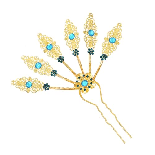 Haarteil aus Legierung mit Pfauenblatt und Strasssteinen, thailändisches Styling-Accessoire, Haarschmuck, Haarschmuck von Diogeynu