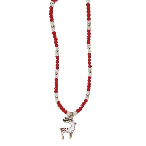 Halskette mit Cartoon-Weihnachtsanhänger, modisches Halsband, elegante Schlüsselbeinkette, Urlaubs-Perlen-Halskette, Y2K-Schmuck, bunt, Urlaubs-Perlen, modisches Accessoire, Statement, einzigartig für von Diogeynu