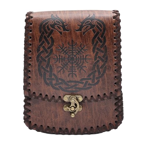 Mittelalterliche Gürteltasche Hüfttasche Kleingeldbörse PU-Leder Gürteltaschen Kleine Geldbörse Cosplay Münzbeutel für Männer Frauen, merhfarbig von Diogeynu