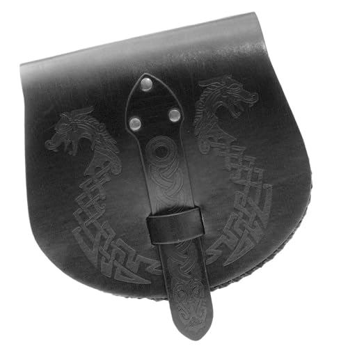 Retro Mittelalter Kunstleder Gürteltaschen Geldbörse Mittelalter Tragbare Münzbörse Gürteltaschen LARP Renaissances-Kostüme, Schwarz von Diogeynu