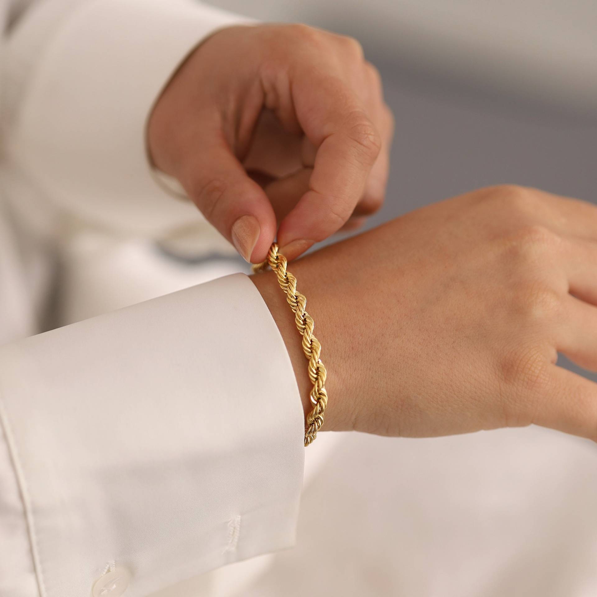 14K Gold Seil Kettenarmband | 5 Mm Gedrehte Zierliche Unisex Elegante Alltagskette von DionJewel