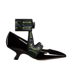 Dior Schwarze Kalbsleder-pumps Mit Stoffriemen von Dior