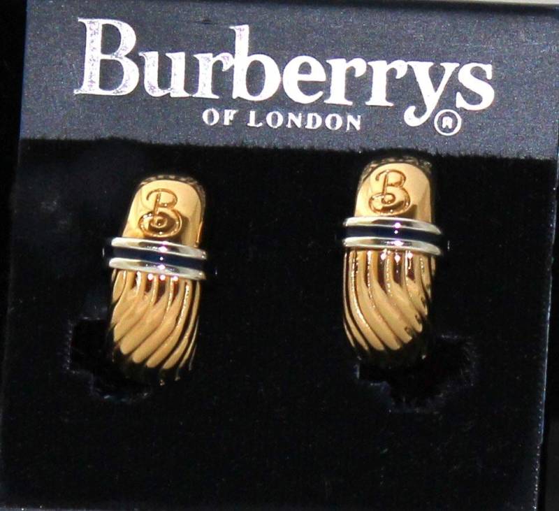 Burberrys Of London Signierte Vergoldete Ohrclips Mit B-Symbol Made in Usa von Dior4U