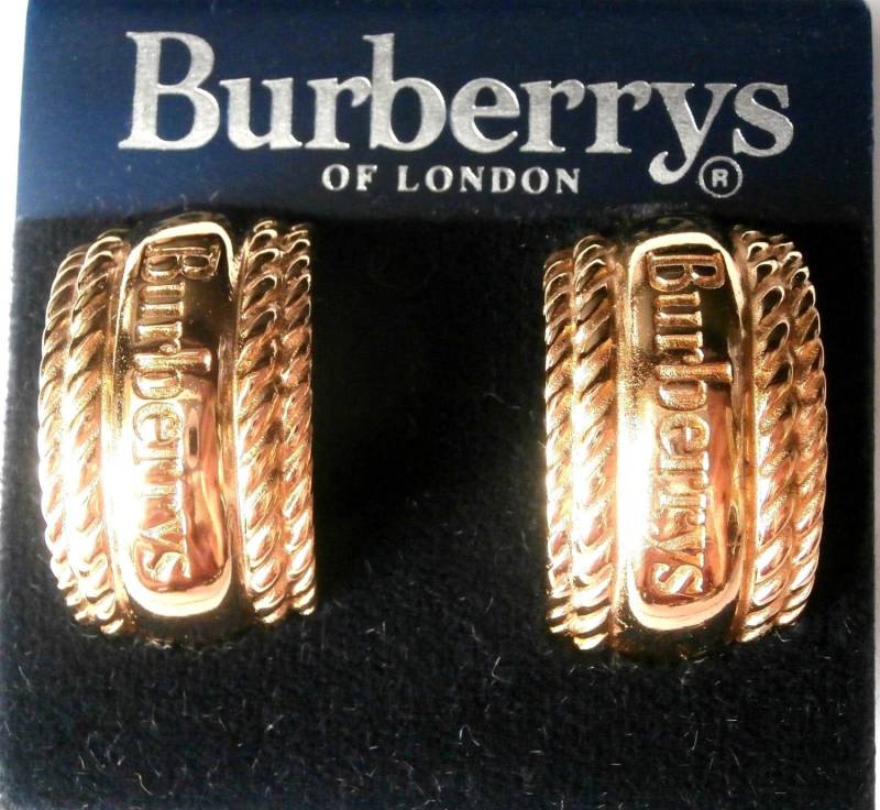 Burberrys Of London Signierte Vergoldete Ohrclips Mit Gravur "Burberrys" Made in Usa von Dior4U