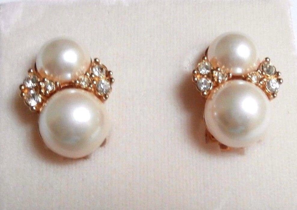 Christian Dior Kristall - Und Perlenohrringe; Clip-Ons, Vergoldet Made in Usa von Dior4U