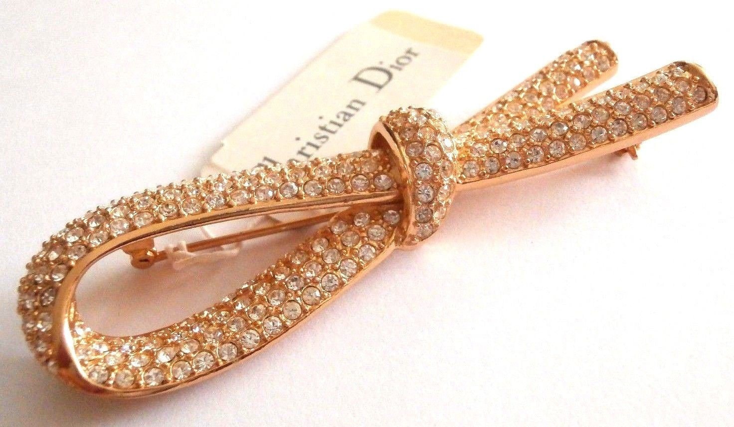 Christian Dior Kristallbrosche; Vergoldet, Schleife Der Hoffnung Made in Usa von Dior4U