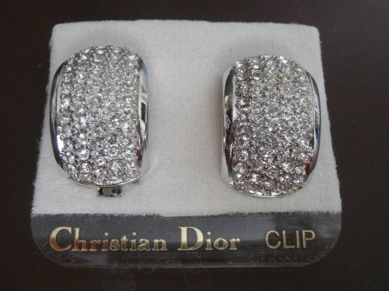 Christian Dior Kristallohrringe; Ohrclips, Rhodiniert Made in Usa von Dior4U
